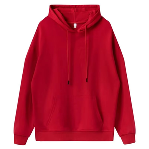 Custom Made <b>Red</b> Hooded Sweatshirt <b>Women</b> Pullover <b>Hoodie</b> Drop Shoulder Solid Casual Pocket Autumn Winter Wear <b>Hoodie</b> - Product Image 1