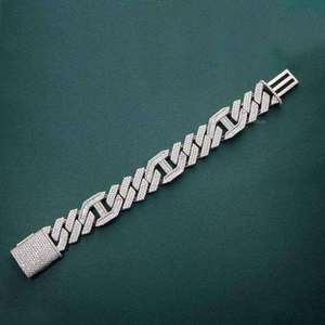 สร้อยข้อมือชุบทองคำขาว 18K ประดับเพชรโมอิสซาไนต์เกรด AAAAA รับรองโดย GRA สไตล์ฮิปฮอปสำหรับผู้ชาย เครื่องประดับสตรีทแวร์สุดหรู - Product Image 3