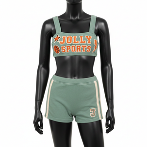 Conjunto de Bikini Premium para Mujer, Poliéster Suave GSM con Spandex, Color Verde Menta, Pantalones Cortos con Paneles Laterales, Logotipo Bordado, Conjunto de Bikinis para Mujer - Product Image 1