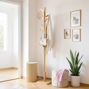 Porte-manteau minimaliste en bois avec crochets pour l'entrée - Product Image 5