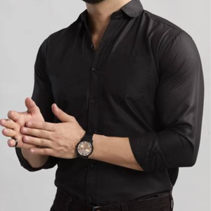 <b>Black</b> Shirts for <b>Men</b> Long Sleeved Spring Autumn Loose Fit Draped Lapel OEM Manufacturer - Product Image 1