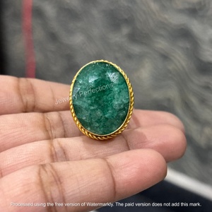 Most Trending Moissanite Bezel Setting 925 Sterling <b>Silver</b> 18k Gold Plated <b>Emerald</b> dyed Gemstone <b>Ring</b> Wholesale Price - Product Image 3