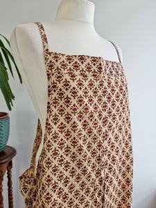 Mono de algodón puro con estampado de bloque de mano indio, mono de talla única ajustable colorido peculiar - Product Image 6