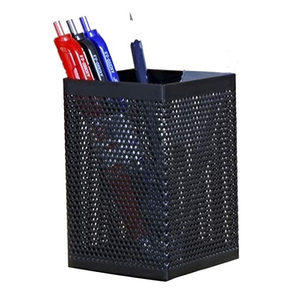 Sleek Silver Metal Pencil Holder Cup Desktop & <b>Drawer</b> Organizers - Product Image 1
