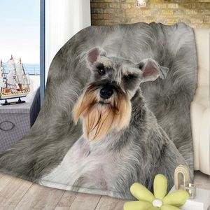 Schnauzer Flannel Blanket Super Soft Cozy Warm Puppy Dog Throw for Couch Chair Bed Sofa or Office Cute Schnauzer Print - Product Image 1