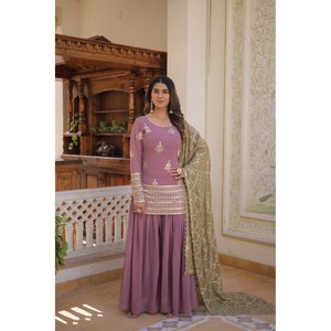 ชุดมาสคอตจากดีไซเนอร์สำหรับผู้หญิงพร้อมคอลเล็กชั่น Dupatta KA-1079ชุดพลาซูที่น่าประทับใจ - Product Image 1