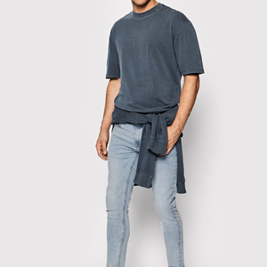 T-shirt uni oversize pour homme, style délavé premium, coton doux, look vintage, manches courtes, mode décontractée urbaine, vente en gros usine - Product Image 6