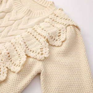 Suéter de punto nuevo de invierno para mujer, suéteres de punto hechos a mano para damas, suéter de punto a rayas con cuello redondo y manga larga - Product Image 4