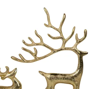 Ensemble de figurines de cerfs en laiton plaqué or, décoration de Noël, sculpture animale, artisanat de moulage, ornement métallique - Product Image 4