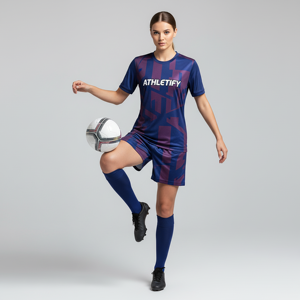 Conjunto de Camiseta y Pantalones Cortos de Fútbol para Mujer, Uniforme de Fútbol Femenino Sublimado Personalizado, Ropa Deportiva Transpirable para Damas - Product Image 1