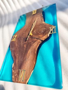 Epoxy Wooden Wall <b>Clock</b> Live Edge Wood <b>Clock</b> Handmade Statement Timepiece Rustic Modern Home Decor Housewarming Gift - Product Image 3