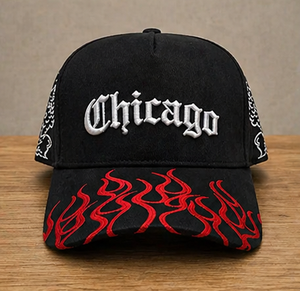 หมวกแก๊ปทรงสปอร์ตปักชื่อเมืองตามสั่ง หมวก Snapback ลายเปลวไฟสไตล์วินเทจ ผ้าทั่วไป ใส่ได้ทั้งชายหญิง หมวกฤดูร้อนสำหรับผู้ใหญ่ - Product Image 2