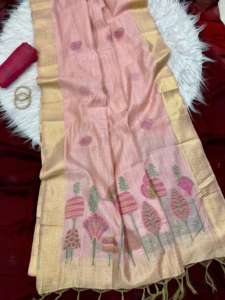 Sari en coton Muga doux de qualité supérieure, tissage Resham, type Jamdani, motifs colorés, traditionnel, pour fêtes, séchage rapide, toutes tailles - Product Image 4