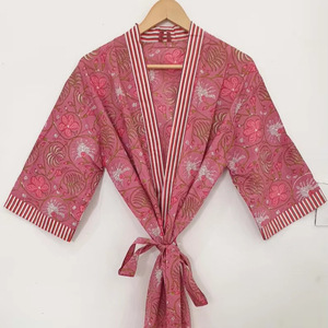 Kimono Tradicional para Mujer, Estampado de Flores de Durazno, Color Rosa, con Cinturón Obi, Talla 6XL, para Fiestas en la Playa, Eventos Formales y Vestidos Casuales - Product Image 1