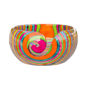Cuenco redondo de madera colorido con diseño en espiral, de alta calidad, para tejer a ganchillo y con agujas, 6x6x3 pulgadas - Product Image 1