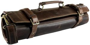 Étui de rangement pour couteaux en cuir véritable à 10 compartiments, grand sac de chef anti-rayures pour outils de cuisine, fabrication artisanale - Product Image 5