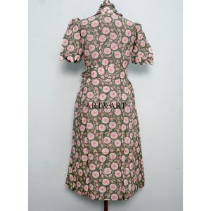 Robe indienne artisanale en coton, élégante, à manches courtes, pour soirée, imprimé floral, cadeau personnalisé, robe de mode pour femme, en provenance d'Inde. - Product Image 6