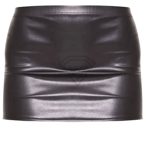 Mini-jupe en similicuir de haute qualité pour femme, couleur unie, brillante, sexy, coupe droite, toutes saisons, tissu cuir, mini-jupes OEM - Product Image 3