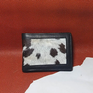 Portefeuille en cuir de vachette premium avec poils, fait main, en cuir véritable, fourrure naturelle, élégant, pour homme - Product Image 2