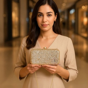 Nouvelle arrivée : Pochette de soirée scintillante dorée pour femme, avec bandoulière amovible, sac à main pour femme. - Product Image 1