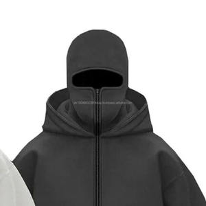 Custom <b>Ninja</b> Masked Men <b>Hoodie</b> Heavy Cotton Patchwork Double Hood Zip-Up Balaclava Acid Wash Hoodies - Product Image 4