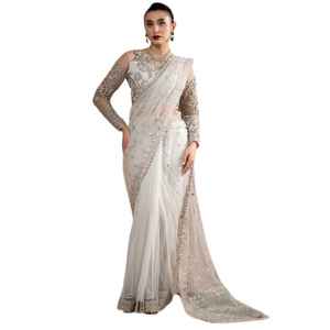 Sari Ligero de Organza con Diseño Multicolor para Bodas y Fiestas, Sari Moderno de Alta Calidad - Product Image 1