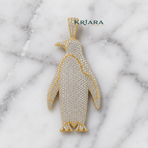 Colgante de Pingüino en Plata 925 con Diamantes Blancos Cultivados en Laboratorio, Corte Brillante Redondo, Unisex, Bonito Amuleto, Regalo de Joyería - Product Image 2