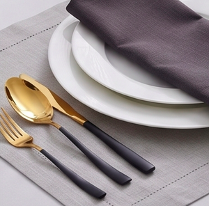 Modern Luxury Gold Flatware Set With Black Handles Dishwasher Safe Cutlery For Wedding Use And Tableware Use - Product Image 3