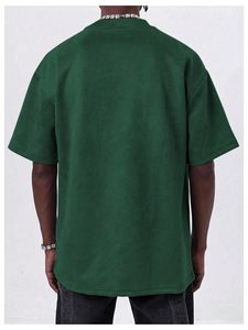 Camiseta estampada para hombre, oversize, de corte holgado, hombros caídos, manga corta, informal, de algodón, estilo streetwear, top oversize para hombre. - Product Image 4