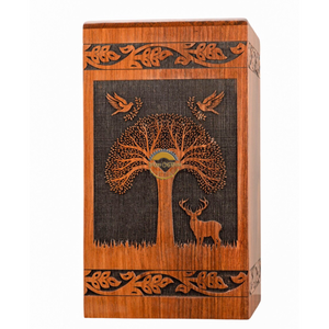 Urne funéraire en bois de rose sculptée à la main AYAANS, très vendue, pour cendres d'adultes, urnes funéraires en gros (6X6X11)IN - Product Image 2