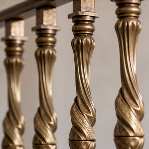 Vintage Bronze Tone Metal <b>Staircase</b> Railing with Twisted Balusters for Premium Classic Interiors - Product Image 4