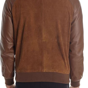 Nouvelle arrivée, veste classique pour homme, en cuir véritable suédé, coupe ajustée, veste bomber, manches en cuir véritable de haute qualité pour homme - Product Image 2