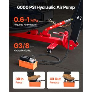 Raddrizzatore per telai auto 6T in acciaio, attrezzatura per riparazione auto con pompa idraulica a pedale da 6000 PSI e montante girevole - Product Image 4
