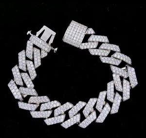 Bijoux Hip Hop en gros, bracelet cubain en moissanite de 14 mm, bracelet en argent personnalisé, bracelet en argent sterling 925 pour homme - Product Image 1