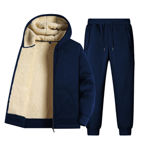 <b>Mens</b> Winter Tracksuit Sherpa Lined Full Zip Hoodie and Sweatpants Set Thick <b>Thermal</b> Fleece Joggers Set Warm Sports Sweatsuits - Product Image 2