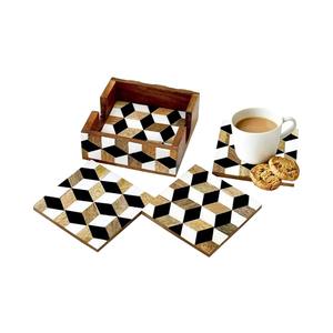 Ensemble de sous-verres en bois et résine faits à la main de qualité supérieure, carrés et ronds, avec support |   Protection élégante pour table, décoration - Product Image 6