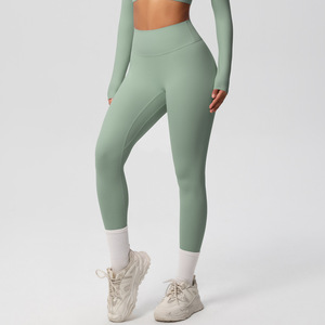 <b>Blue</b> 2 Piece Yoga Set High Waist Leggings Racerback Sports <b>Bra</b> Solid Color Breathable Seamless Workout Wear - Product Image 3