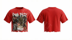 T-shirt Homme Streetwear Tendance et Élégant, Coupe Oversize Unie, Col Rond, Épaules Tombantes, Ourlet Effiloché, Logo Personnalisé, Style Hip Hop - Product Image 2