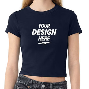 Custom Wholesale Women Cotton <b>Crop</b> T-Shirt Summer Breathable Soft Plain Solid Color Short Sleeve Short Tee Shirt - Product Image 1