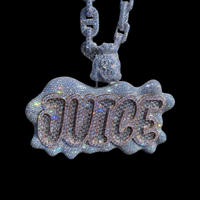 Collier Hip Hop personnalisé avec pendentif « Juice » en Moissanite et Diamant, Chaîne Bling Iced Out, Bijoux de Luxe pour Rappeur