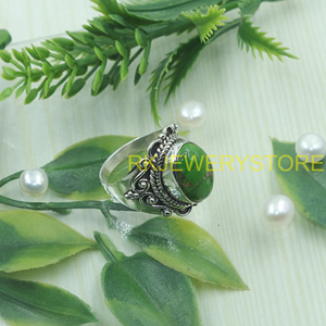 Natural Green Copper Turquoise <b>Ring</b> 925 Sterling Silver Handmade <b>Statement</b> <b>Ring</b> Vintage Boho Gift for Women Men Christmas gift - Product Image 5