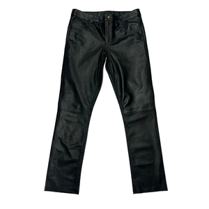 <b>Men's</b> <b>Leather</b> Pants Slim Fit Straight Pattern Lightweight Dark Wash Mid Waist Waterproof Breathable Quick Dry Casual Low MOQ - Product Image 3