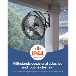 Ventilatore Industriale da Parete in Metallo da 14 Pollici, Alta Velocità 2473 CFM, 3 Velocità, Impermeabile IP44, Ventilatore da Garage con Spina AU - Product Image 3