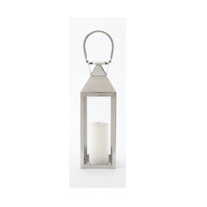 Rectangular Shape Stainless Steel Metal Lantern With Clear Glass Panels And <b>Candle</b> Holder For Home Decoration - Product Image 2