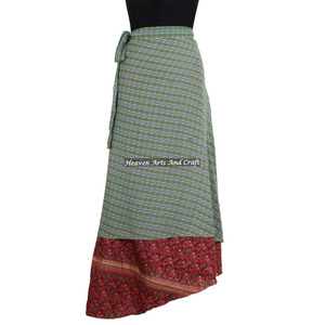 Falda cruzada sexy de última moda para mujer 2026 / Falda larga cruzada de seda. Mayorista de faldas cruzadas tipo sari vintage únicas. - Product Image 1