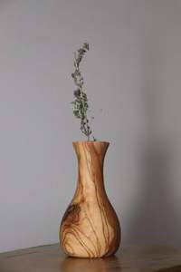 Vase artisanal en bois d'olivier, décoratif, grain naturel, décoration intérieure rustique, moderne, minimaliste, centre de table, idée cadeau - Product Image 5