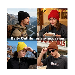 Vintage Ribbed Knit Beanie-Unisex Winter <b>Warm</b> <b>Hat</b> Soft Stretch Spandex/Cotton Minimalist Streetwear Essential - Product Image 6