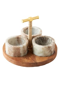 ชุด3ถาดไม้หินอ่อนพริกไทยและชามเกลือพร้อมช้อนทองเหลืองเครื่องมือห้องครัวหินสีเทาและอุปกรณ์ชามพริกไทยหินอ่อน - Product Image 1