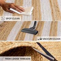 Multipurpose Jute Rectangle Rug Durable Handmade Natural Fiber Carpet Pet Friendly Reversible Travel for Living Room Dining