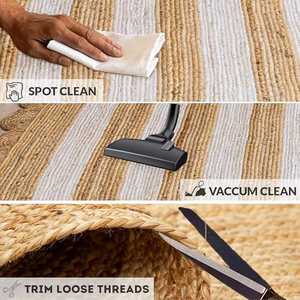 Alfombra rectangular de yute multiusos, duradera, hecha a mano, de fibra natural, para sala de estar, comedor o rincón de relajación. - Product Image 2